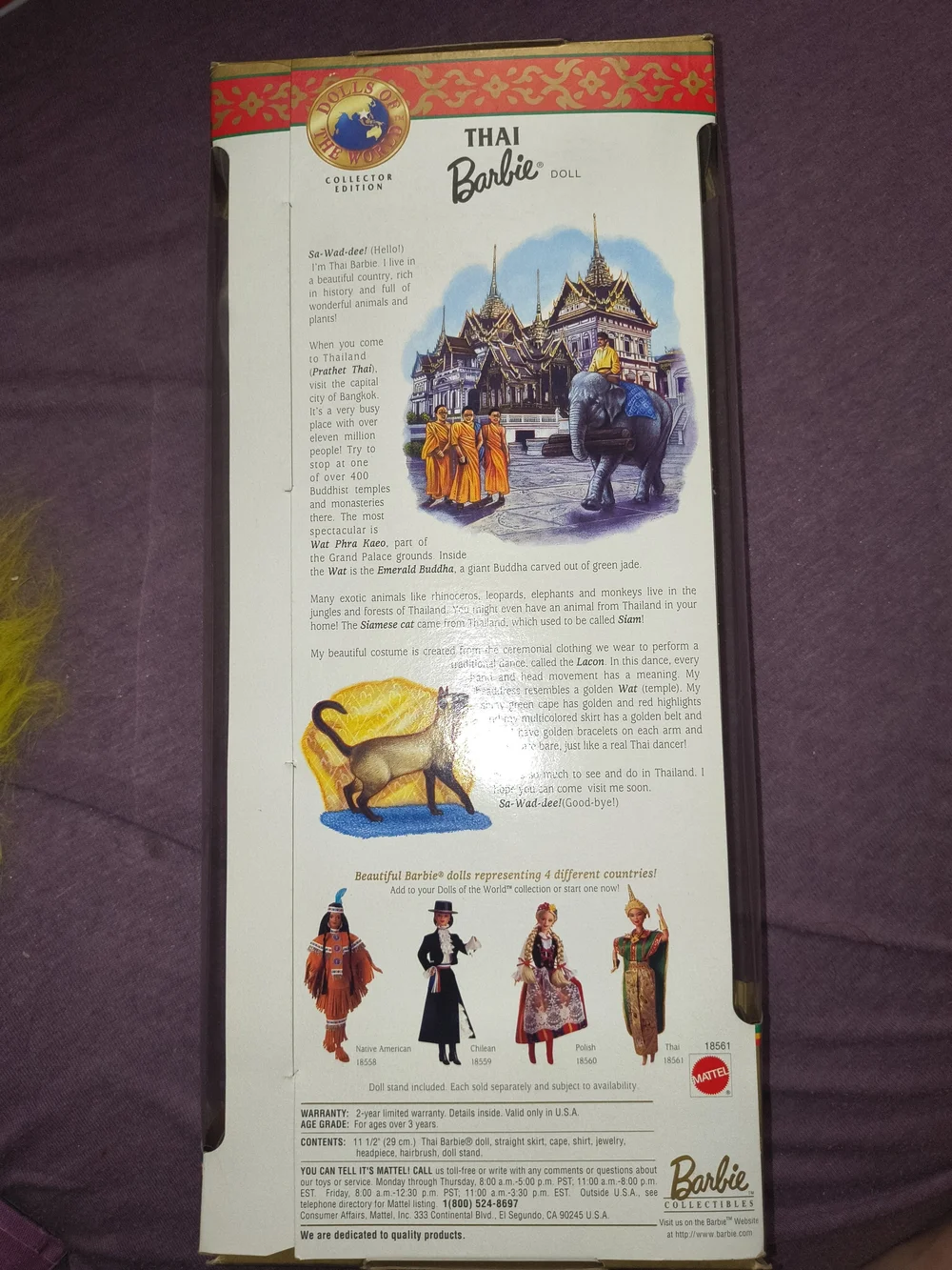 Barbie Thai Doll in Green and Gold Traditional Outfit